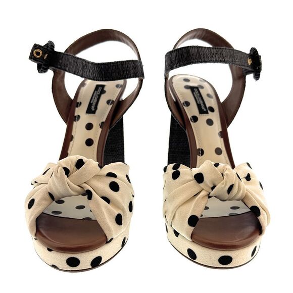 Dolce & Gabbana Women's Polka Dot Platform Block Heel Sandals-EU39 - Picture 2 of 4